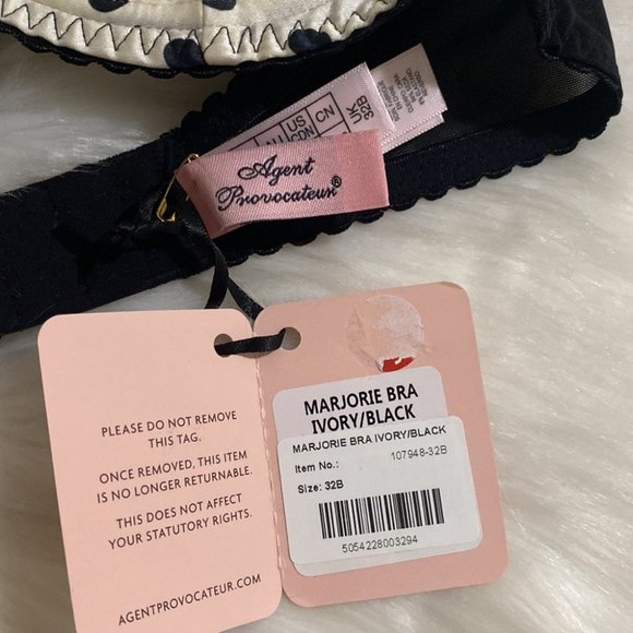 Agent Provocateur Marjorie Silk White Black Polka Dot Bra NWT - Picture 11 of 12